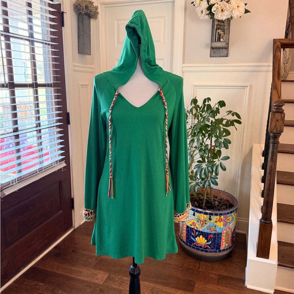 Judith March NWOT RARE Hooded Dress/Tunic w/ Back Hole and Multicolored Detail